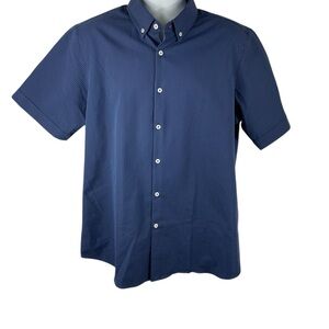 Quieti Performance Classic Navy Striped‎ Button-Down Shirt, XL